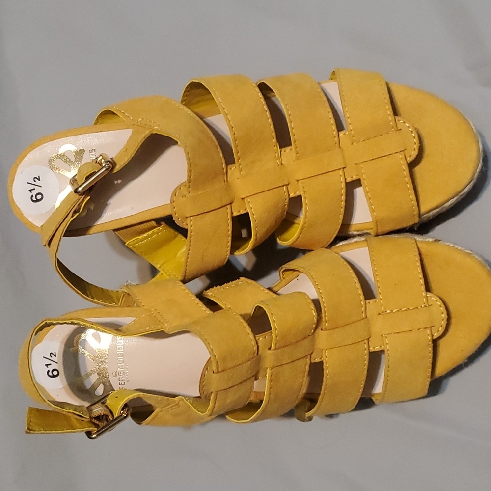 Fergalicious heeled sandals. Yellow